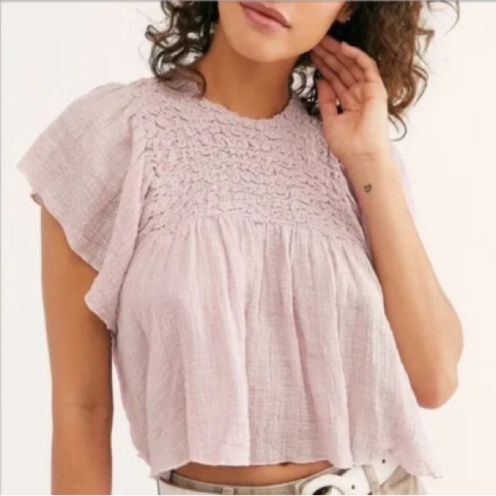 Free People One Lilac Purple Hyacinth Flutter Top